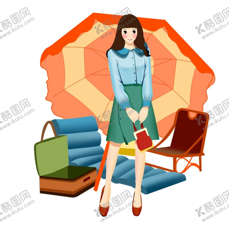 编号：50658107011205446122【酷图网】源文件下载-春游踏青休闲的女孩插画