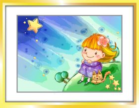 卡通插画美丽女孩卡通小孩