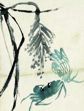 齐白石国画小桥流水玄关山水