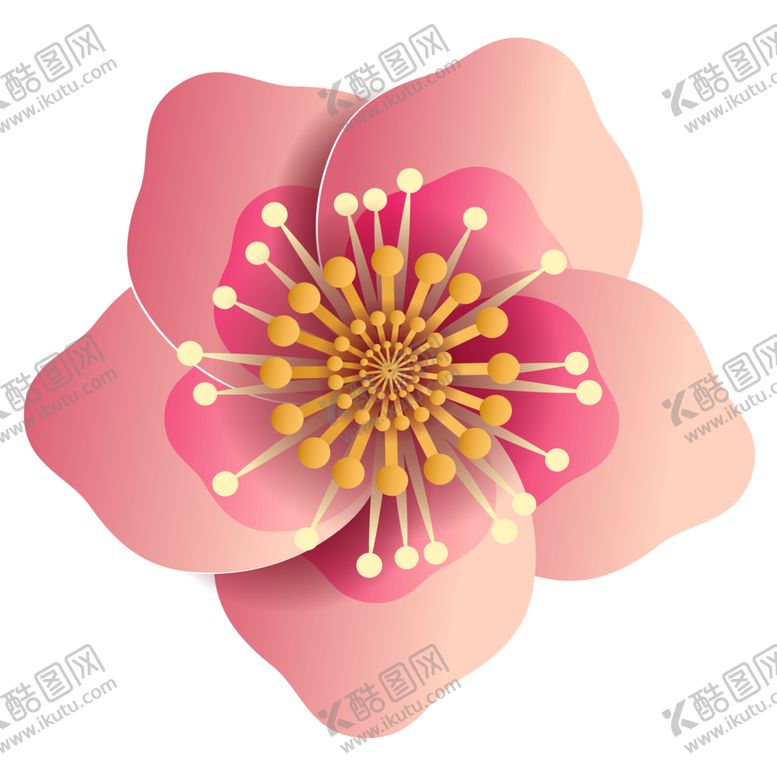 编号：88945105040605014217【酷图网】源文件下载-立体浮雕花朵免扣元素PNG
