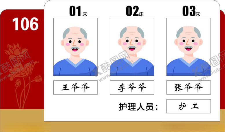 编号：33412102180230424473【酷图网】源文件下载-养老院人员信息门牌