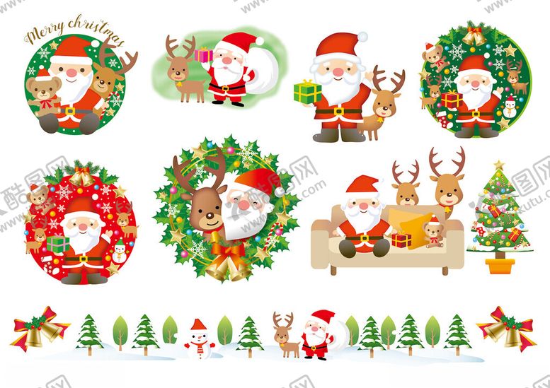编号：77152610042306564763【酷图网】源文件下载-圣诞装饰图案素材集合