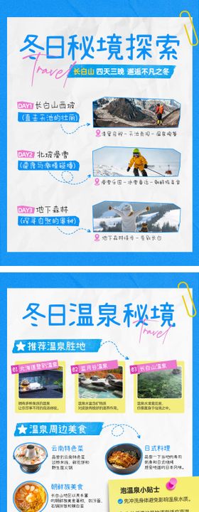 小红书冬季旅行攻略系列海报