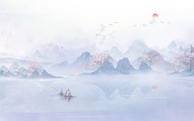 春天景色插画背景