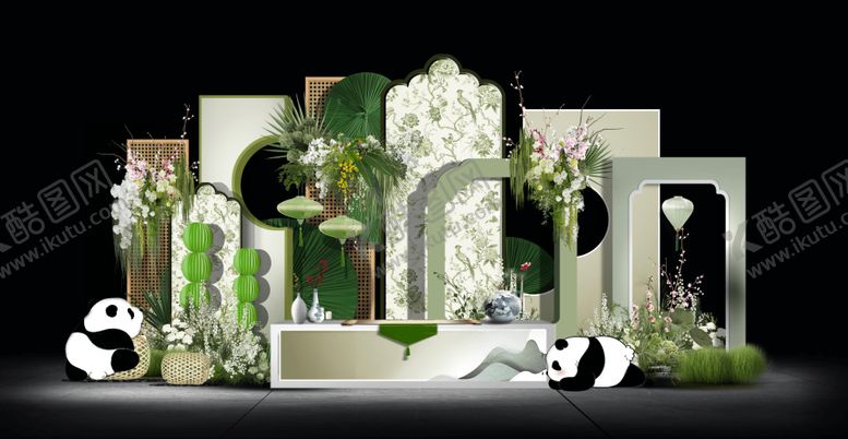 编号：48215703172304269044【酷图网】源文件下载-中式婚礼效果图美陈