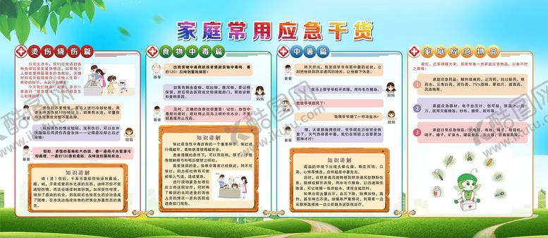 编号：37191702070303455241【酷图网】源文件下载-家庭卫生应急知识宣传栏