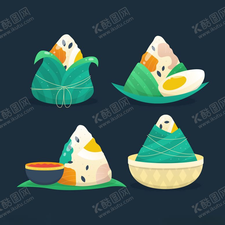 编号：29170501291151189188【酷图网】源文件下载-Q版粽子插画矢量