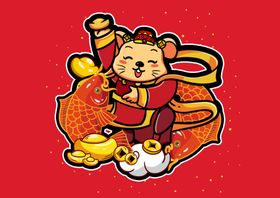 鼠年国潮插画鼠年大吉