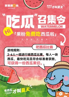 水果店夏日吃西瓜比赛活动海报