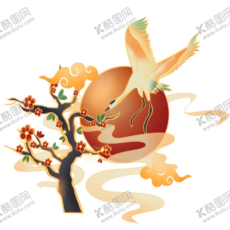 编号：45788710070104333398【酷图网】源文件下载-国潮仙鹤