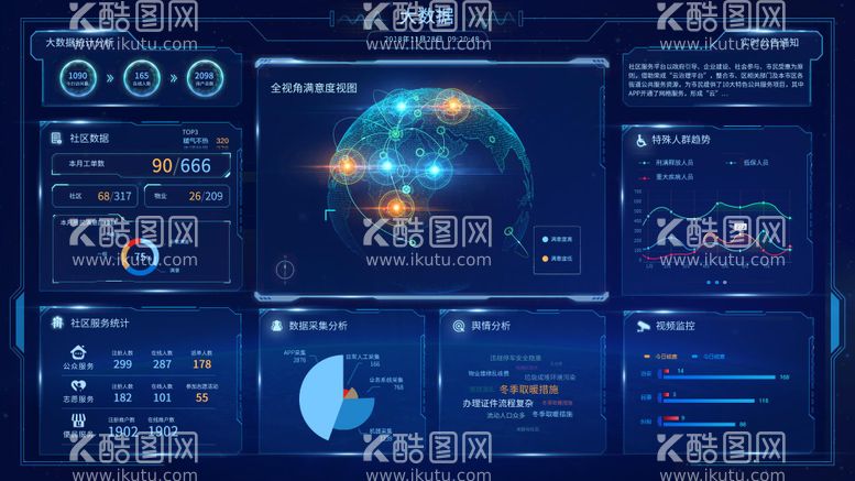 编号：21243811251539384950【酷图网】源文件下载-科技感管理系统可视化大数据UI设计