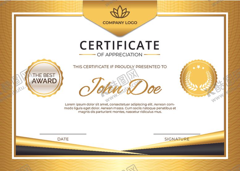 编号：54801510281104328451【酷图网】源文件下载-证书模板