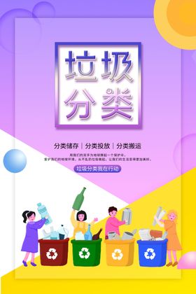 垃圾分类海报知识学校社区卫生生活