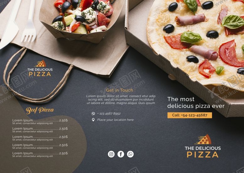 编号：68182410051750258825【酷图网】源文件下载-三折页披萨菜单