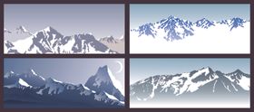 冬天下雪村庄雪地卡通雪景