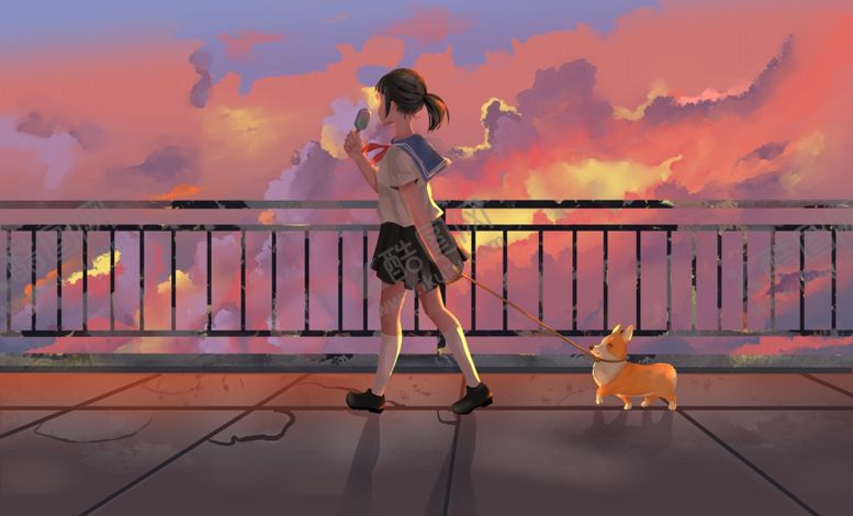 编号：18993405111941208966【酷图网】源文件下载-夏季少女人物清新插画卡通素材