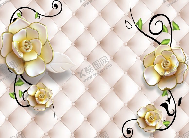 编号：63045509290601561847【酷图网】源文件下载-软包玫瑰背景墙