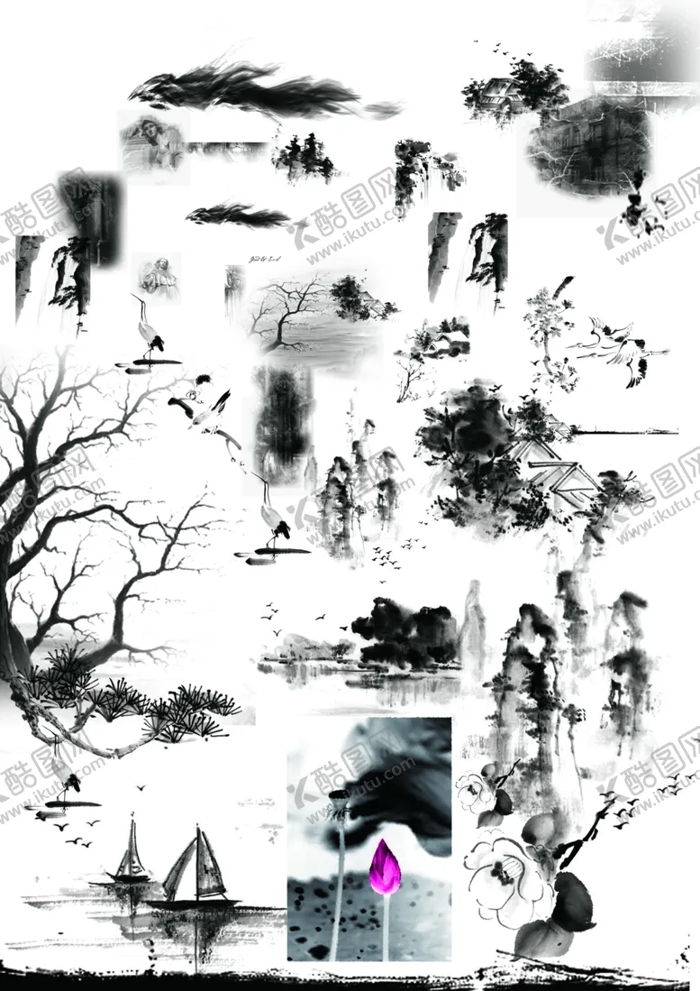 编号：72442805140220404286【酷图网】源文件下载-水墨山水插画