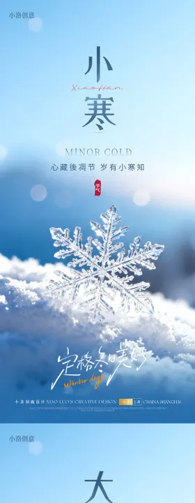 小寒节气冰晶海报