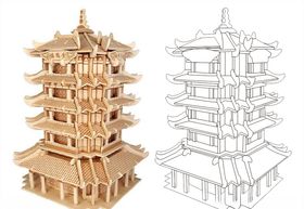 黄鹤楼侧面线稿