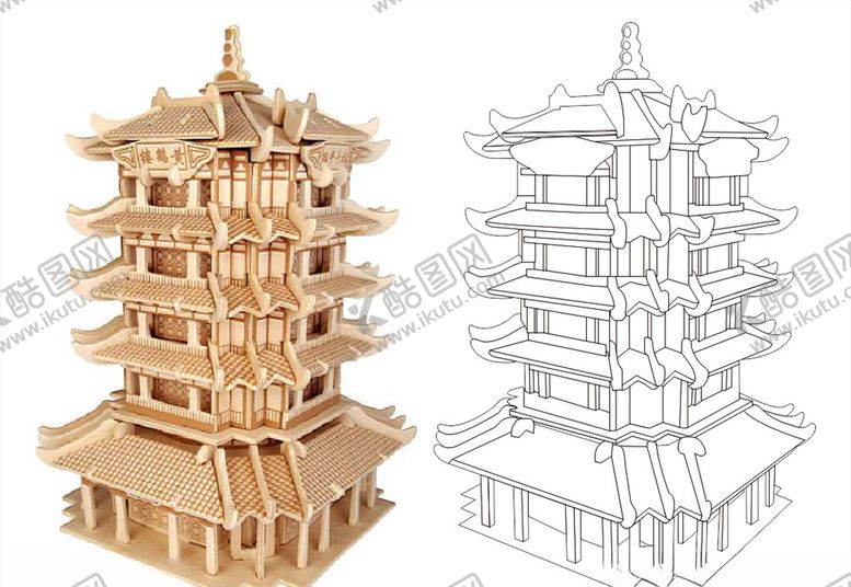 编号：96050609280401222640【酷图网】源文件下载-黄鹤楼侧面线稿