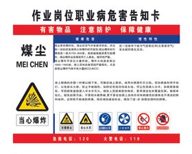 职业病危害告知卡 煤尘