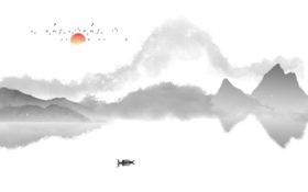 新中式水墨山水背景