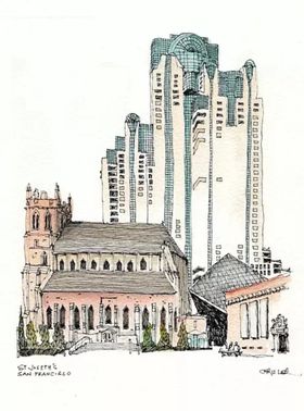 水彩建筑插画