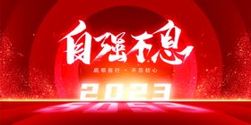 红色大气2023兔年年会展板图