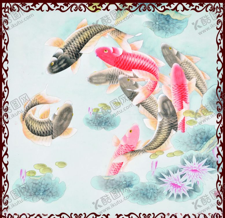 编号：64991709281148135427【酷图网】源文件下载-九锦鲤鱼