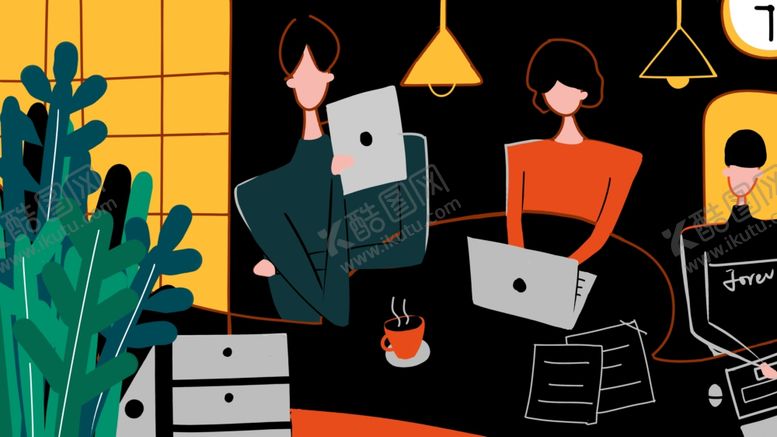 编号：84263610311305304751【酷图网】源文件下载-扁平化科技办公插画