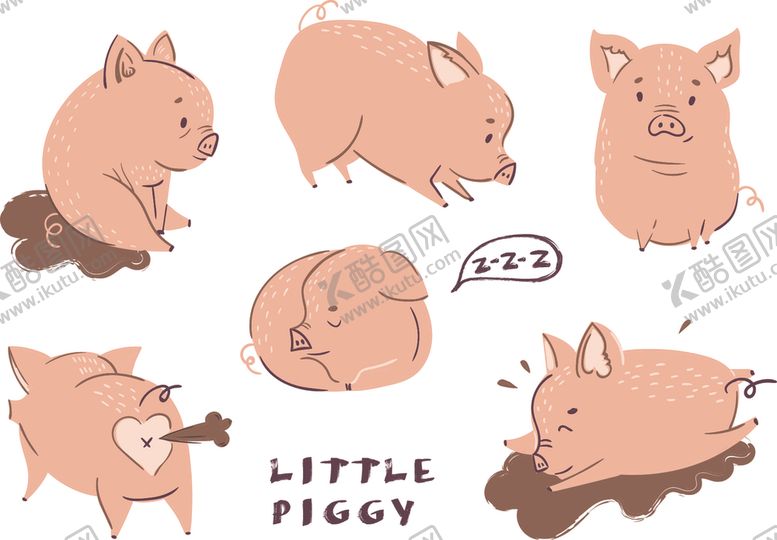 编号：51928109161752329604【酷图网】源文件下载-手绘卡通猪