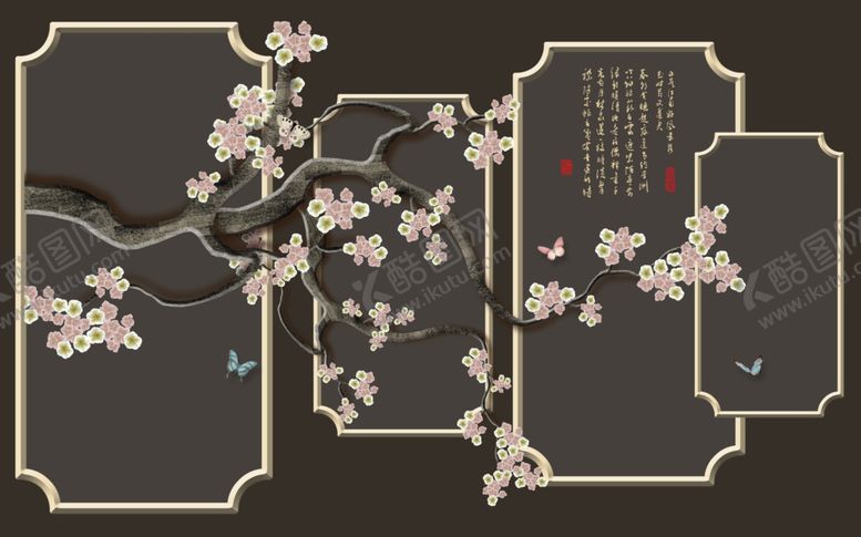 编号：39025805011504523631【酷图网】源文件下载-新中式背景墙