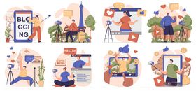 多样办公场景插画展示