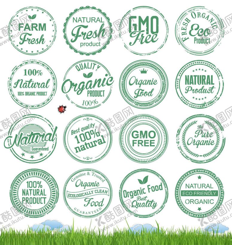 编号：93507210030306539919【酷图网】源文件下载-绿色清新有机食品标签集合