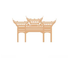 手绘矢量牌楼