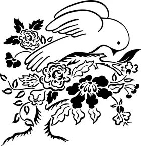 黑白手绘植物面料图案绿叶草木森系花卉