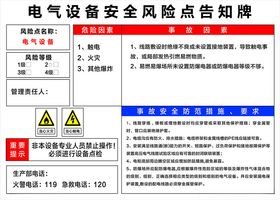 电气设备安全风险点告知牌