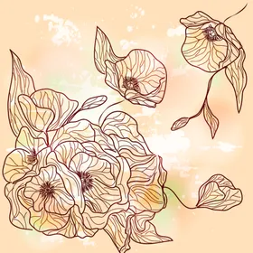 水彩花卉边清新手绘朵