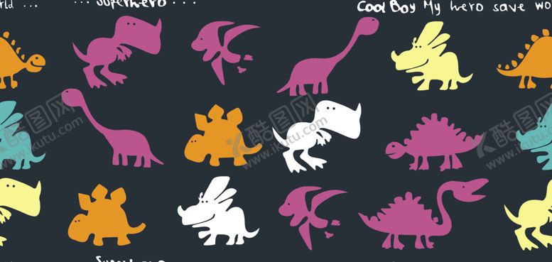 编号：75681610290545299939【酷图网】源文件下载-恐龙数码英文动漫手绘