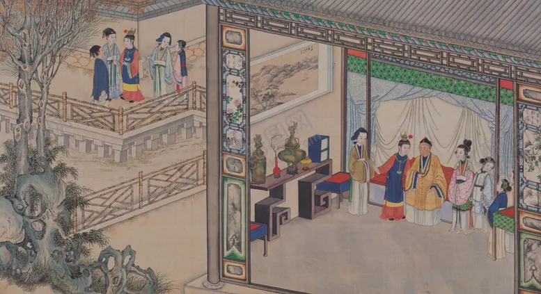 编号：27345307011902583499【酷图网】源文件下载-红楼梦场景精美工笔画