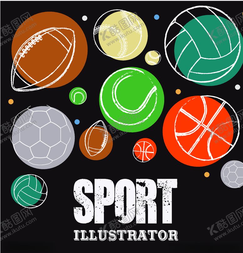 编号：37159610302119135662【酷图网】源文件下载-彩绘运动球类设计