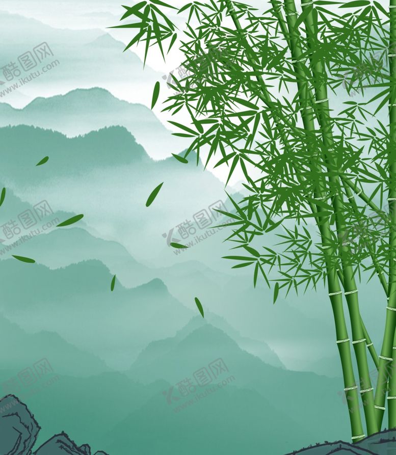 编号：49538409180059331588【酷图网】源文件下载-水墨山水竹子
