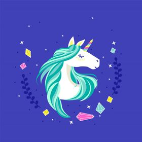 独角兽宝宝生日宴马彩虹马卡片
