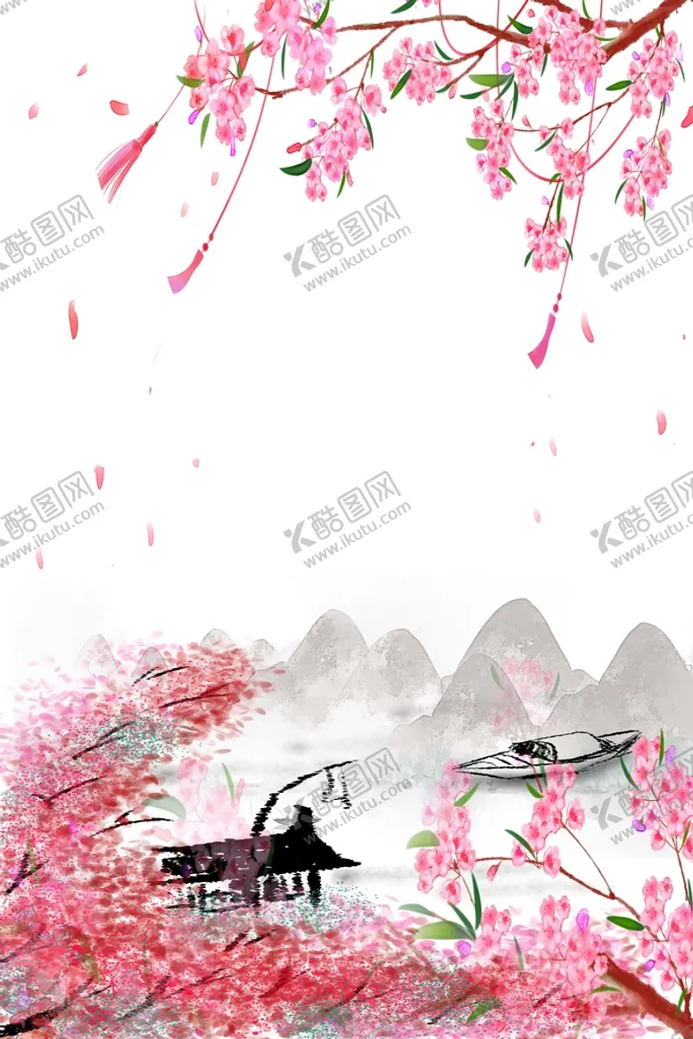 编号：08697410030111272071【酷图网】源文件下载-手绘桃花插画海报图片 