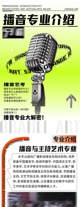 艺考播音专业介绍长图海报