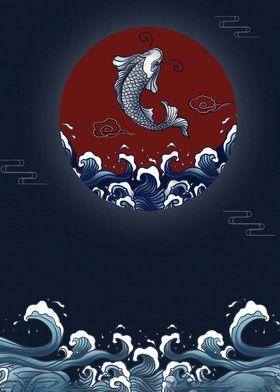 祥云鲤鱼海浪