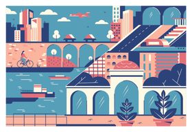 海滨城市多彩建筑景观