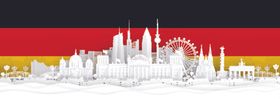 城市建筑剪纸设计素材贺卡背景影