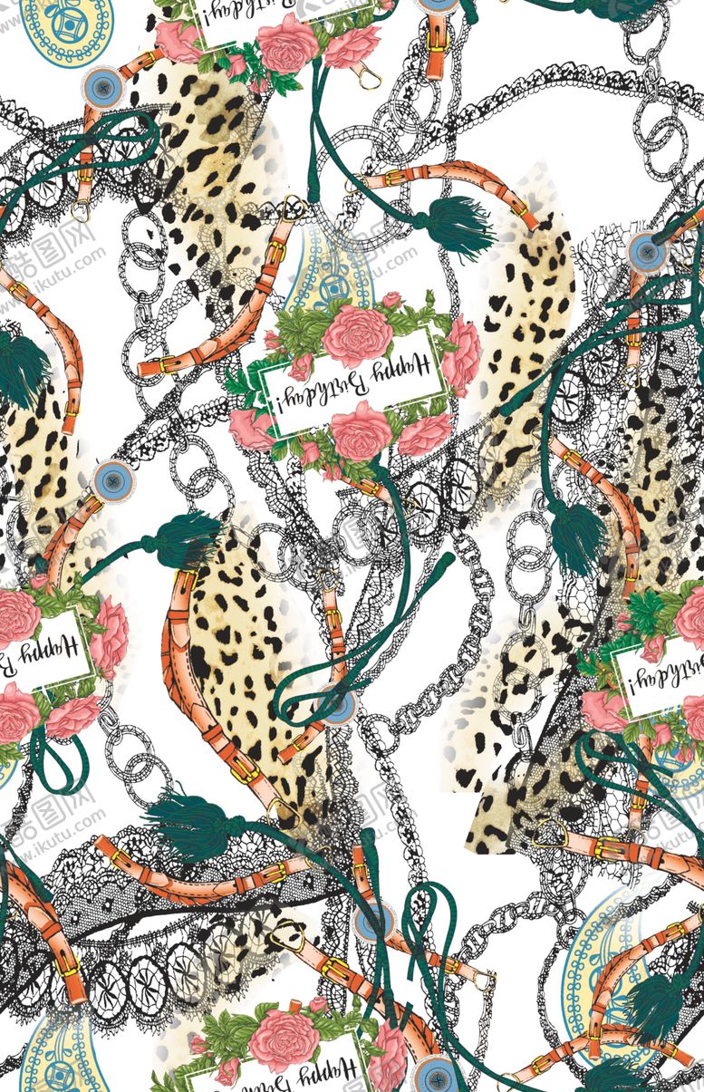 编号：87772411010656544592【酷图网】源文件下载-大牌豹纹花卉